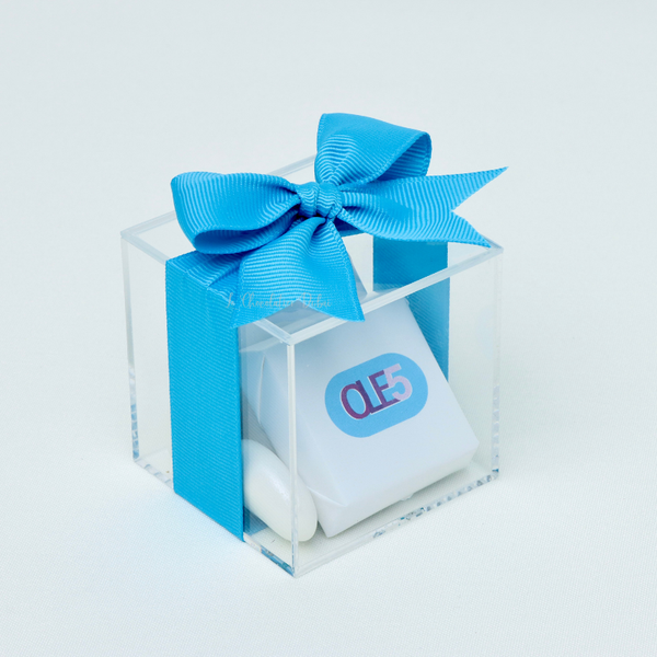 Set of 20 corporate customized premium chocolate & almond dragees acrylic box