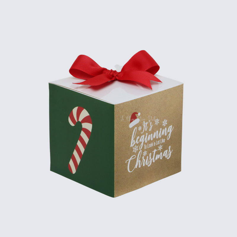 Christmas candy cane designed chocolate cube soft box