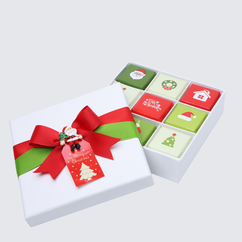 Christmas designed chocolate 9-piece hard box