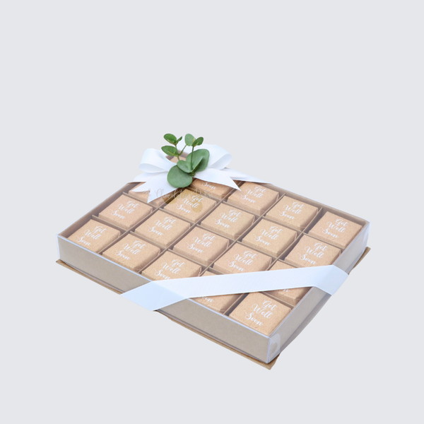 Get well soon rustic designed chocolate view top box