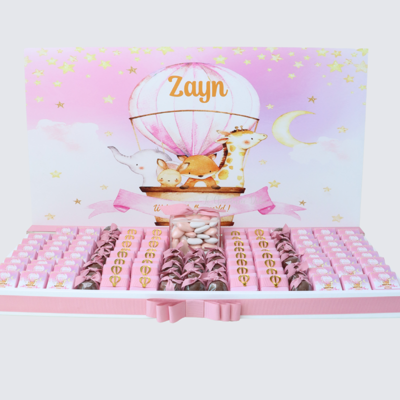 Baby girl personalized acrylic backdrop chocolate decorated tray