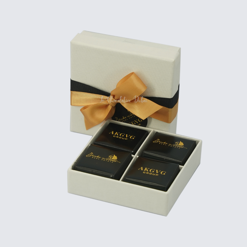 CORPORATE BRANDED CHOCOLATE 4-PIECE HARD BOX