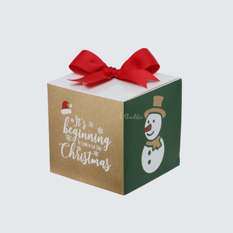 Christmas candy cane designed chocolate cube soft box