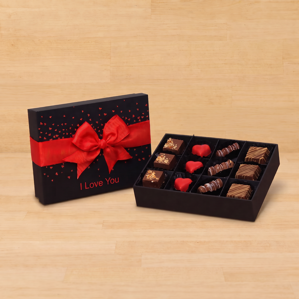 I Love You tiny hearts designed 12P premium chocolate gift box