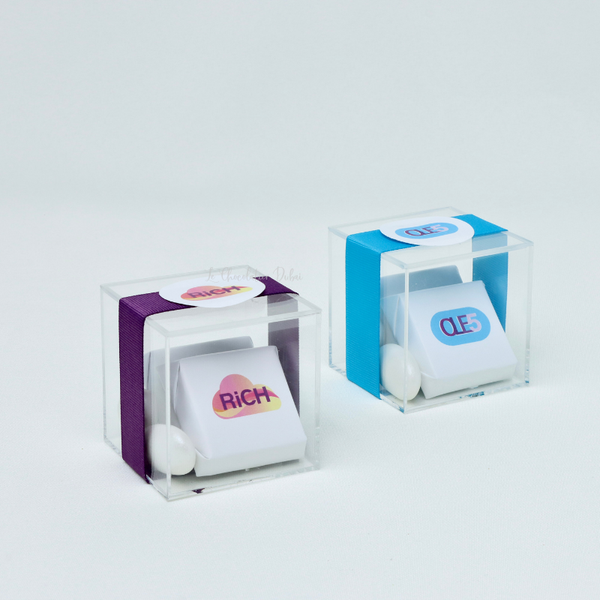 Set of 20 corporate customized premium chocolate & almond dragees acrylic box
