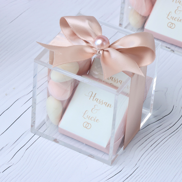 Set of 20 Bridal personalized chocolate acrylic box