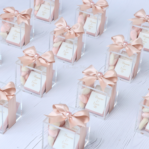 Set of 20 Bridal personalized chocolate acrylic box