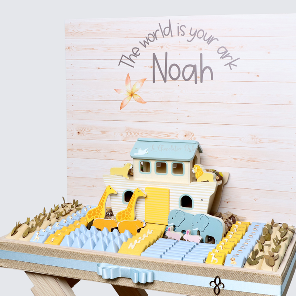 Baby noah's ark theme chocolate wood stand