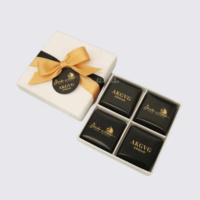 CORPORATE BRANDED CHOCOLATE 4-PIECE HARD BOX