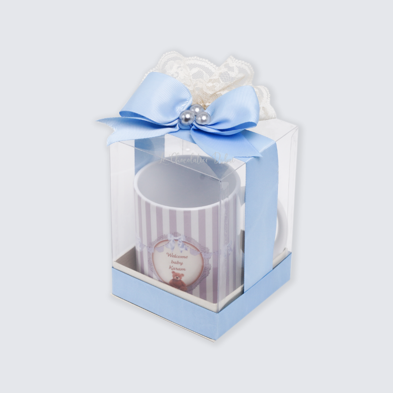 BABY BOY PERSONALIZED MUG DECORATED CLEAR BOX