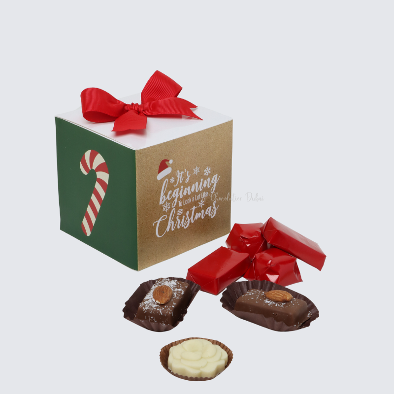 Christmas candy cane designed chocolate cube soft box