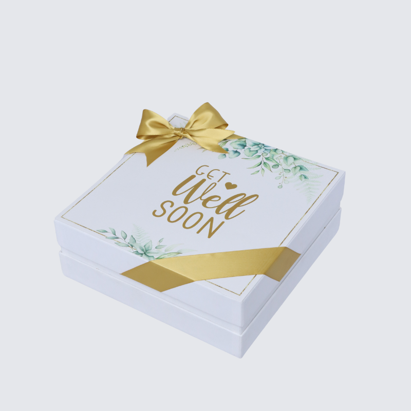 "Get well soon" eucalyptus designed 2-layer chocolate hard box