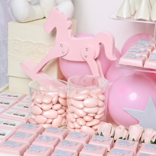 Baby girl personalized and decorated chocolate stand tray