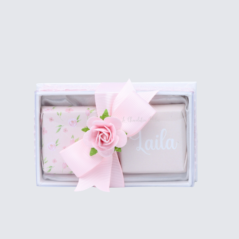 Baby girl flower designed chocolate top view box