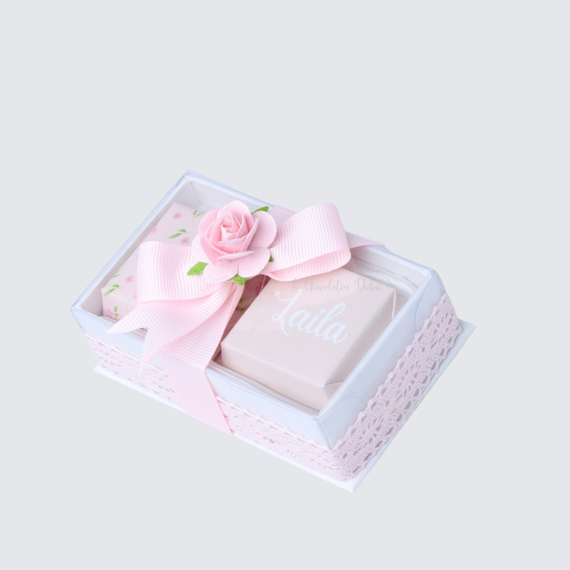 BABY GIRL FLOWER DESIGNED CHOCOLATE TOP VIEW BOX