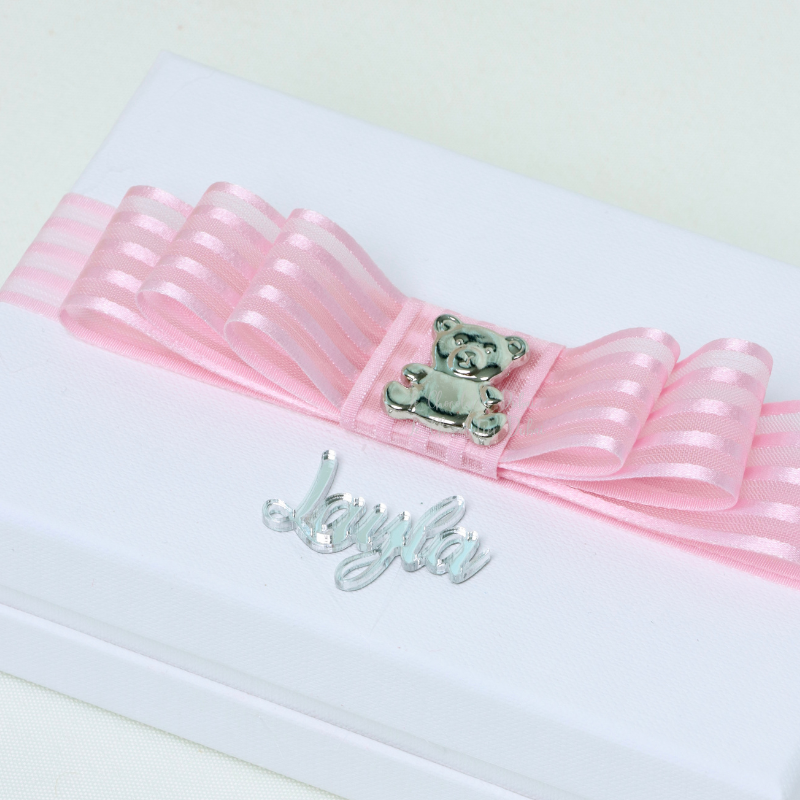 Set of 20 Baby girl acrylic name personalized chocolate hard box
