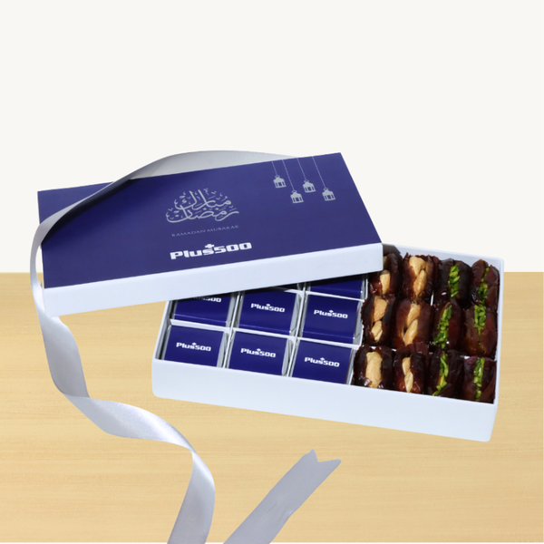 Set of 4 corporate customized ramadan designed premium chocolate & dates 15P hard box