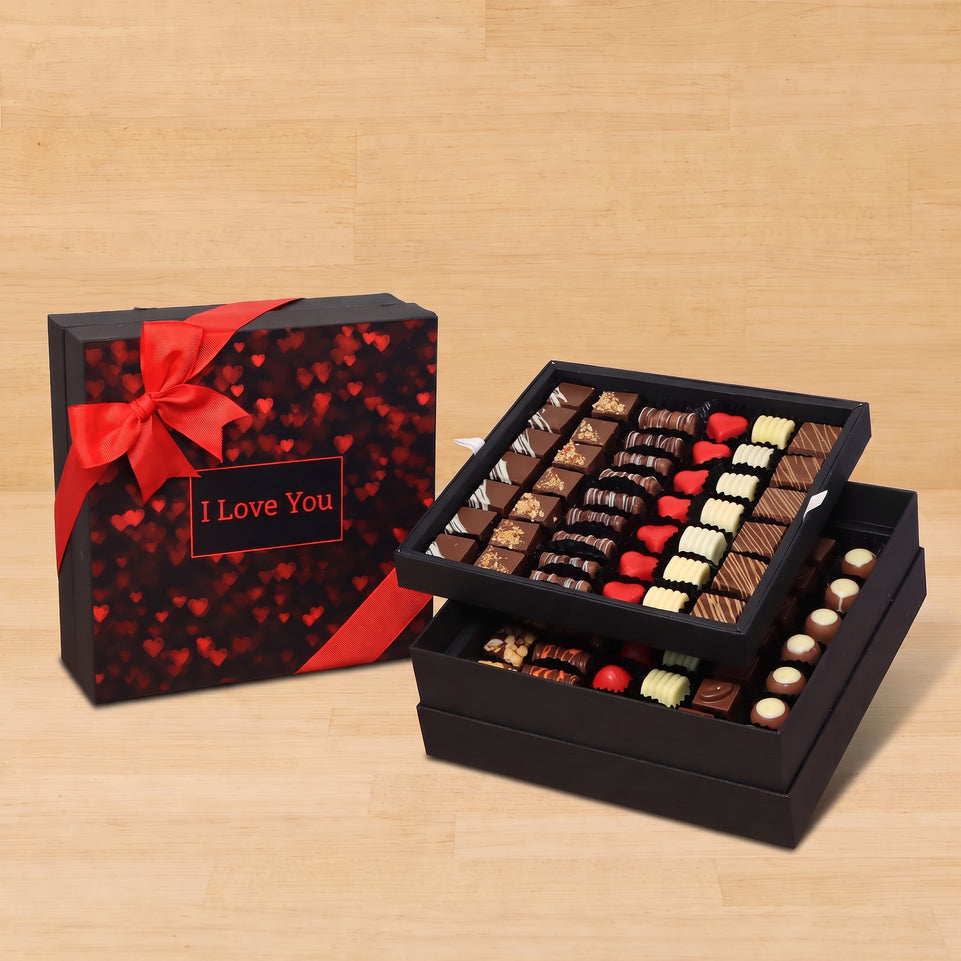 Heart designed "I Love You" designed premium chocolate 2-layer hard box