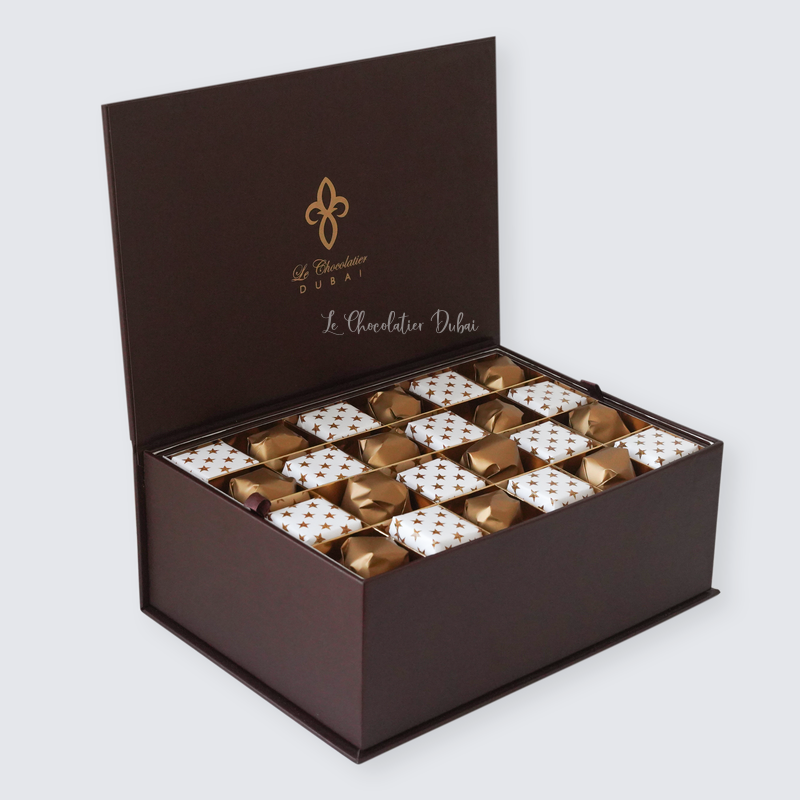 GOLD STARS DESIGN CHOCOLATE MAGNETIC HARD BOX