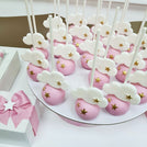 Hot air balloon stars chocolate baby girl wood stand