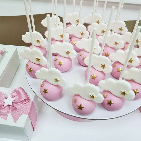 Hot air balloon stars chocolate baby girl wood stand