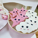 Hot air balloon stars chocolate baby girl wood stand