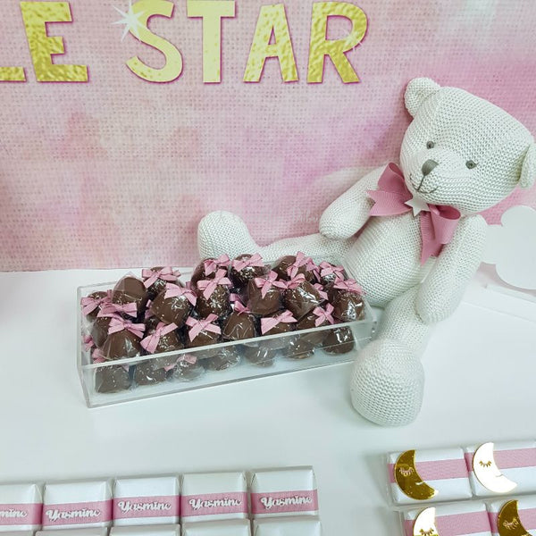 Hot air balloon stars chocolate baby girl wood stand