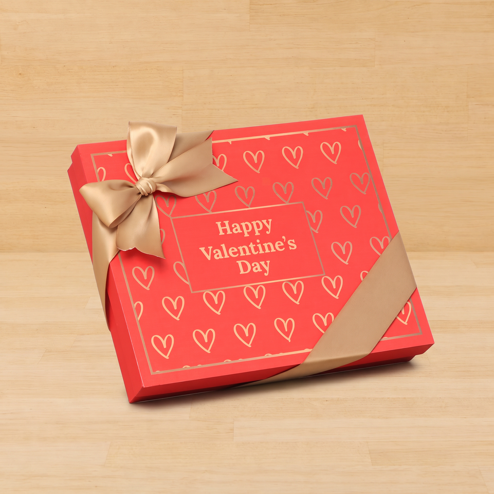 Happy Valentine's Day outline heart designed 20P premium chocolate gift box