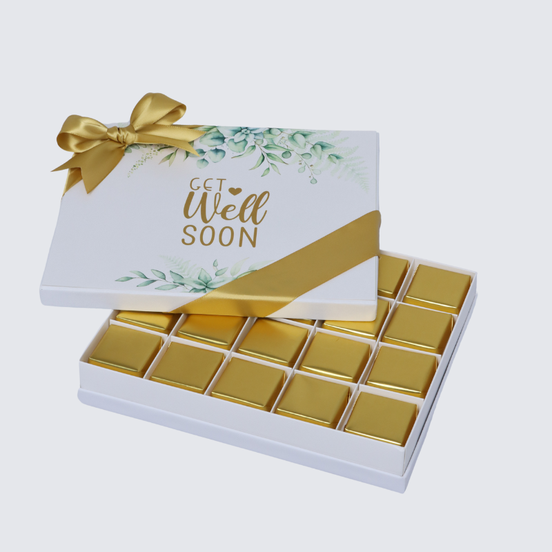 "Get well soon" eucalyptus designed 20-piece chocolate hard box