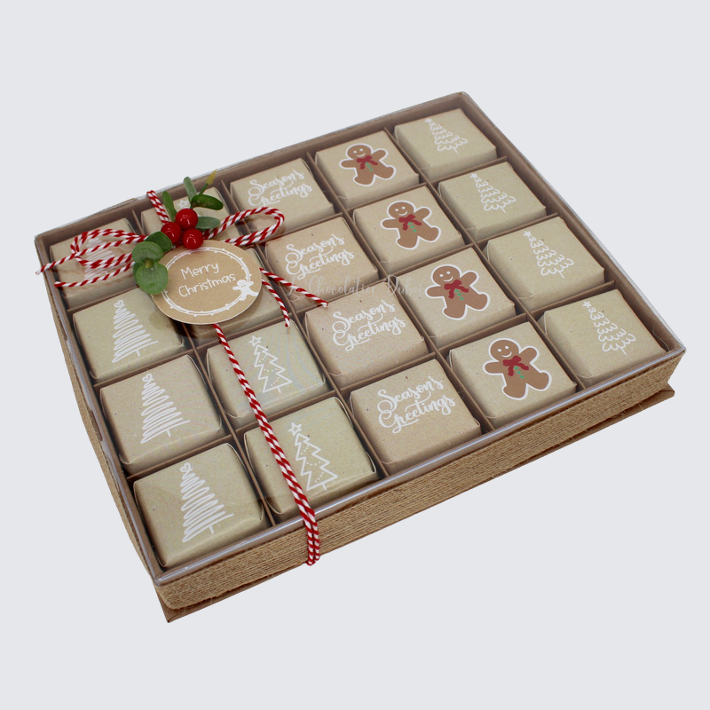 RUSTIC CHRISTMAS DESIGNED CHOCOLATE VIEW TOP HARD BOX