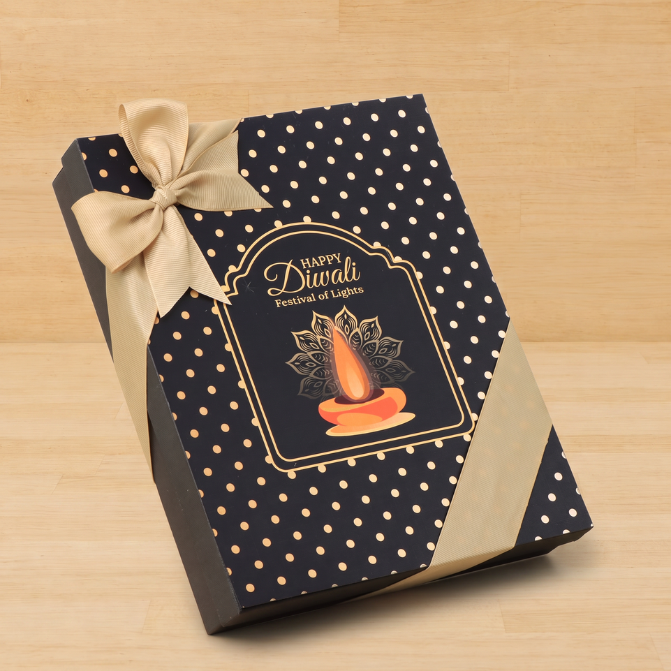 Happy Diwali festival of lights designed premium chocolate 20P black hard box