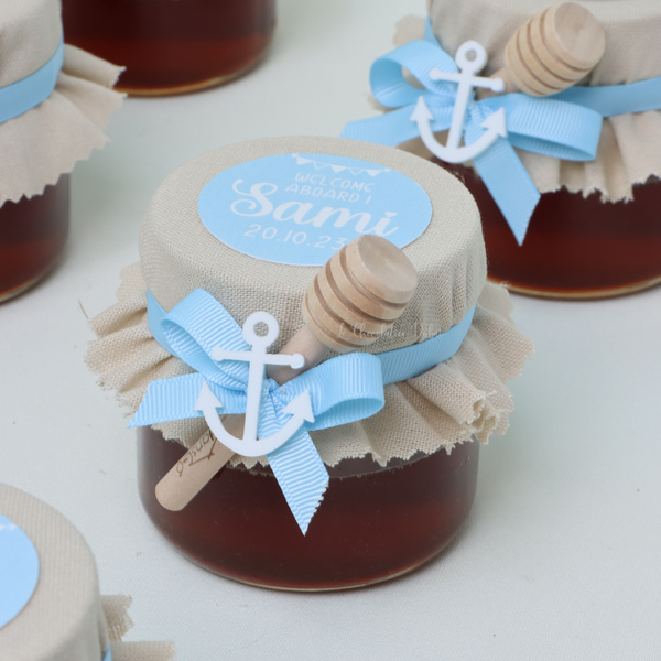 Set of 20 jars baby boy nautical theme acrylic decorated honey jar