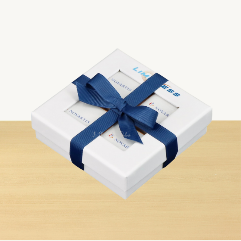 Corporate branded chocolate printed top view box