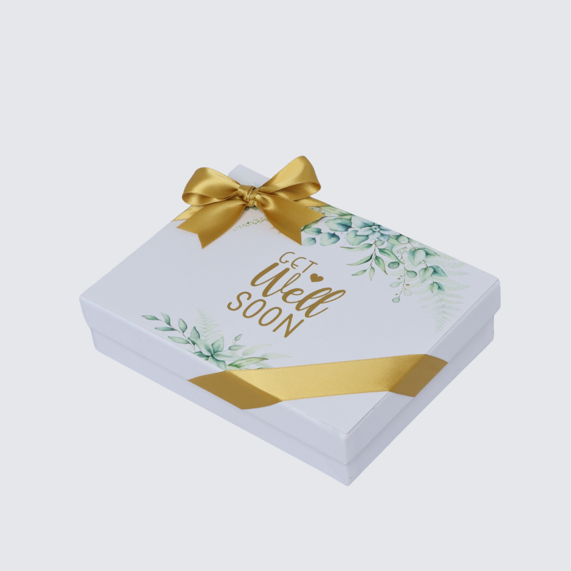 "Get well soon" eucalyptus designed 12-piece chocolate hard box