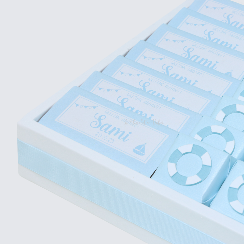 Nautical theme decorated chocolate medium leather tray