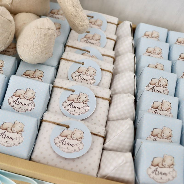 Baby personalized teddy theme chocolate tray