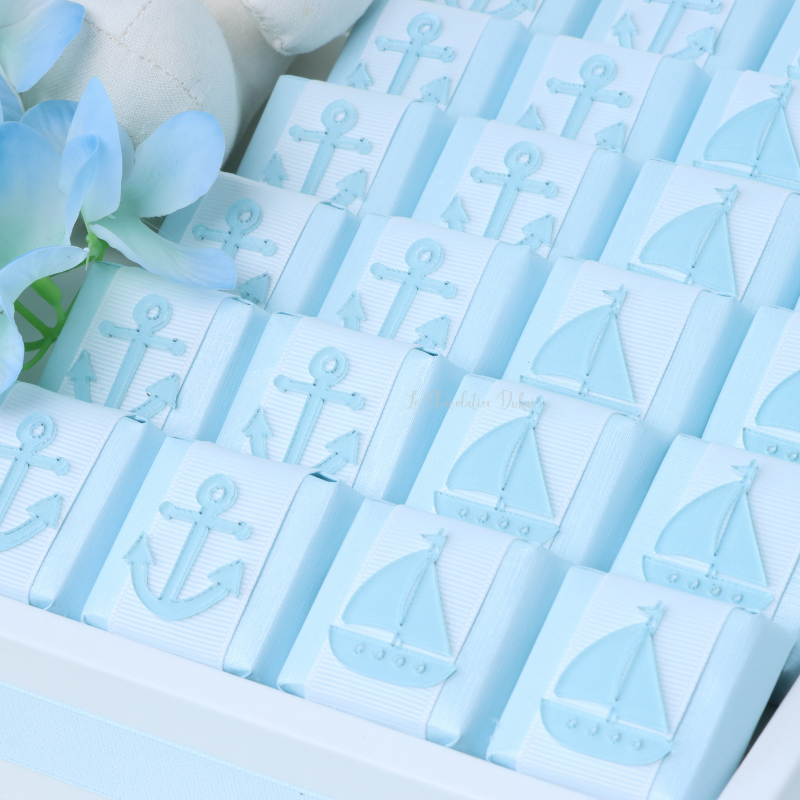 Nautical theme decorated chocolate medium leather tray