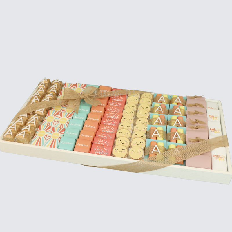 Baby sunshine theme customized chocolate leather tray