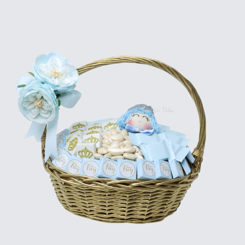 Baby boy prince decorated chocolate large basket