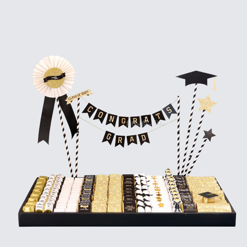 Luxury graduation personalized chocolate leather tray