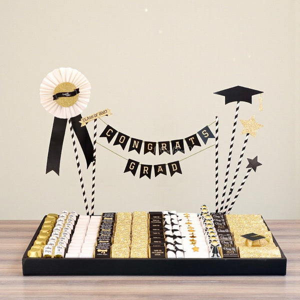 Luxury graduation personalized chocolate leather tray