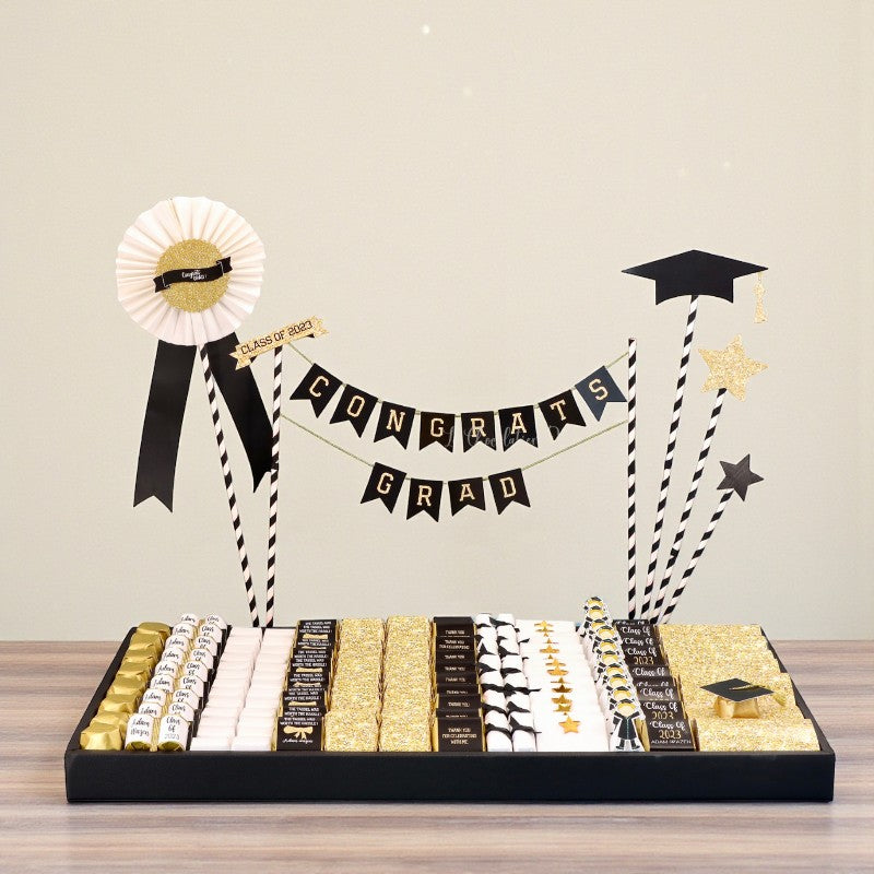 Luxury graduation personalized chocolate leather tray