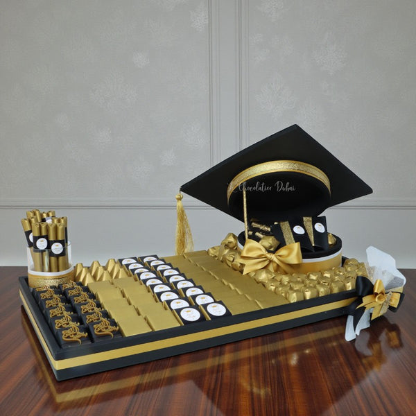 Graduation personalized designed premium chocolate leather large tray
