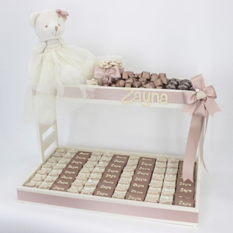 LUXURY PERSONALIZED ACRYLIC NAME & CROCHET DECORATED CHOCOLATE ARRANGEMENT