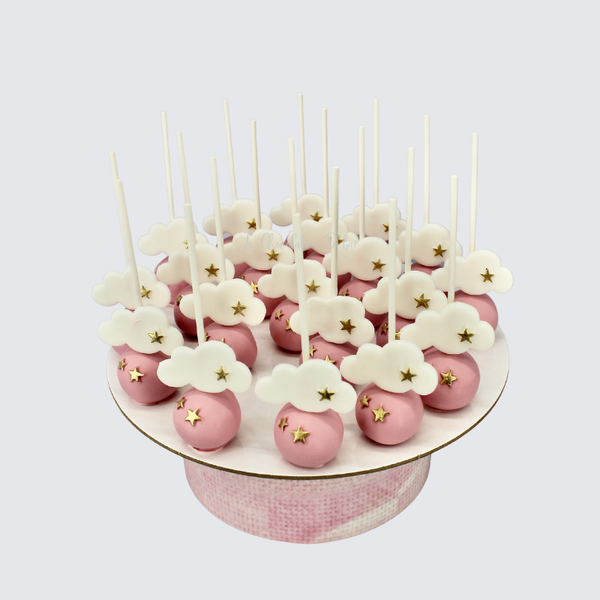 Hot air balloon stars chocolate baby girl wood stand