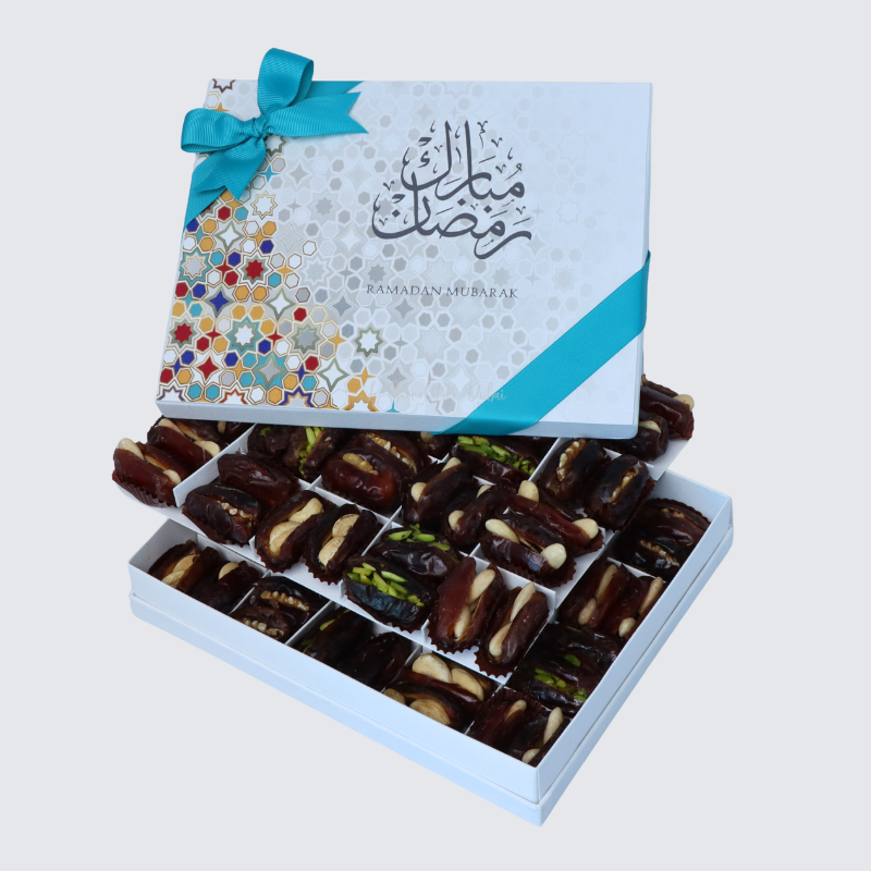 Ramadan mubarak 2-layer premium nut stuffed dates 20-piece hard box