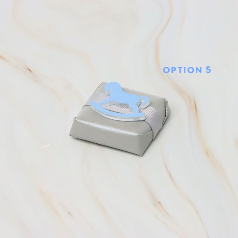Baby boy rocking horse acrylic decorated premium chocolate