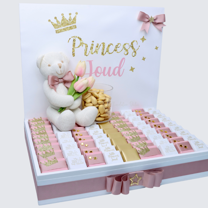 Luxury baby princess decorated chocolate wooden tray