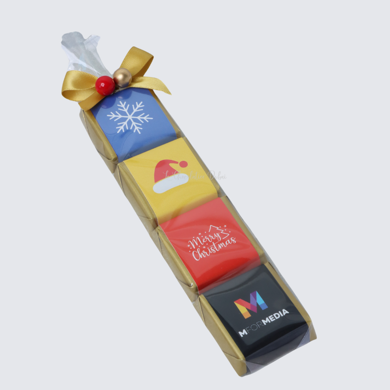 Corporate branded christmas designed chocolate giveaway