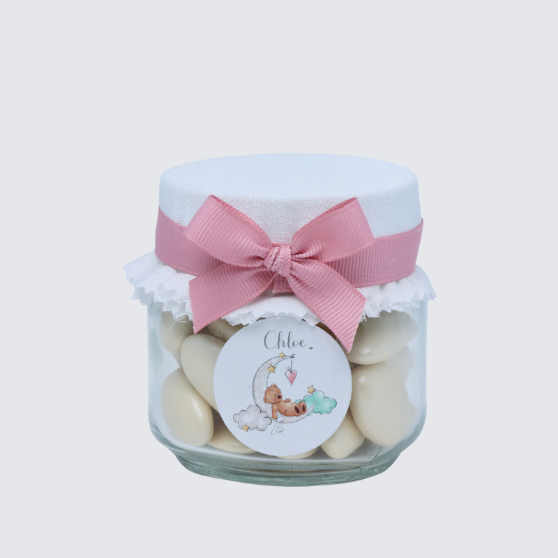 Baby girl personalized almond dragees jar